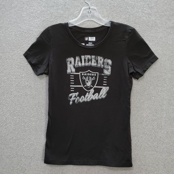 Oakland Raiders Women Top Small Black T-Shirt Logo Football Graphic Tee - Picture 1 of 8